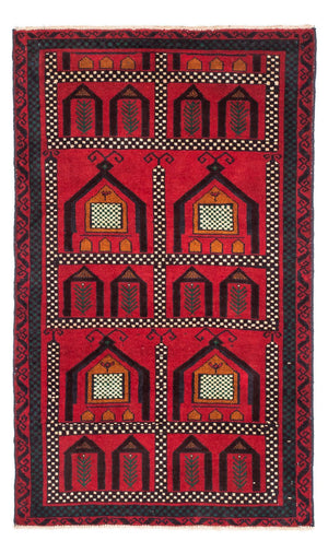 Baluch tapijt - 132 x 81 cm - donkerrood
