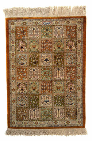 Perzisch tapijt - Ghom - 76 x 55 cm - veelkleurig