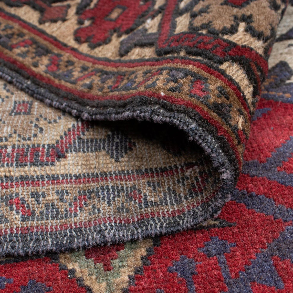 Baluch tapijt vierkant  - 137 x 130 cm - lichtbruin