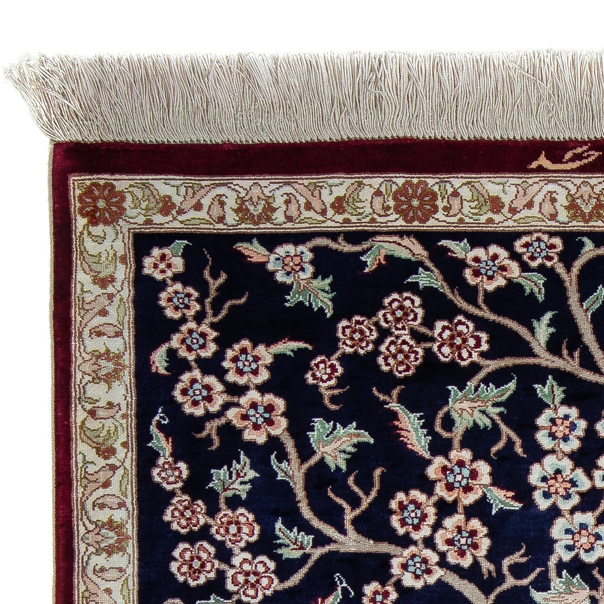 Perzisch tapijt - Ghom - 87 x 59 cm - donkerblauw