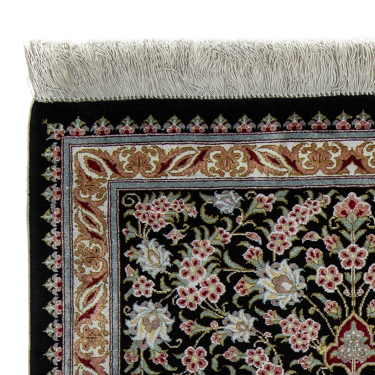 Perzisch tapijt - Ghom - 89 x 57 cm - donkerblauw