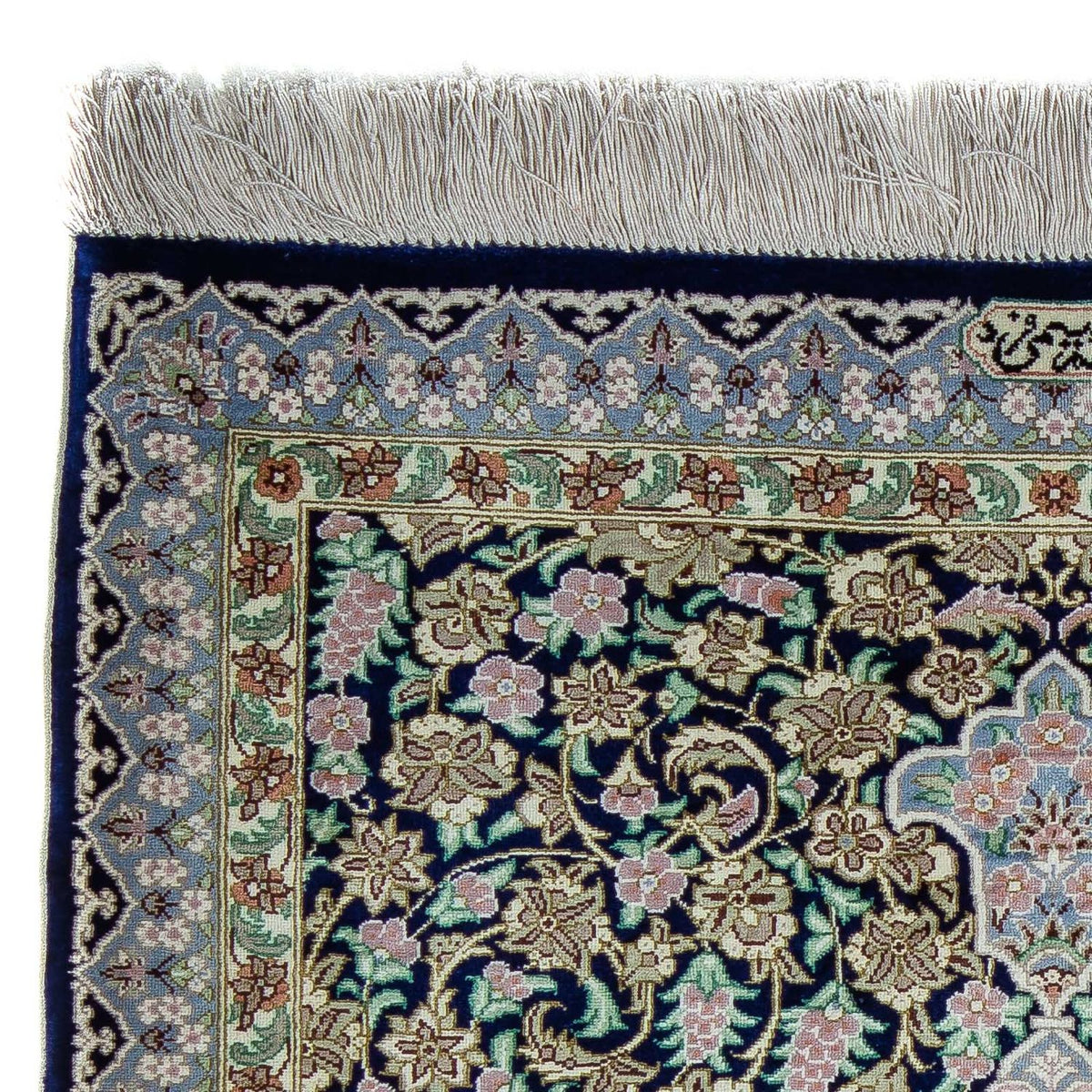 Perzisch tapijt - Ghom - 88 x 63 cm - donkerblauw