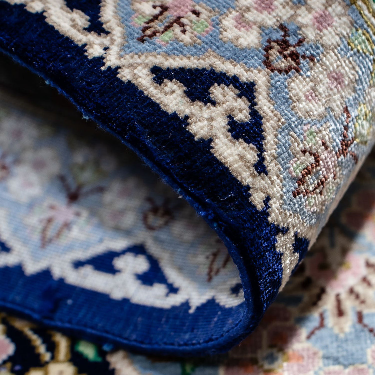 Perzisch tapijt - Ghom - 88 x 63 cm - donkerblauw