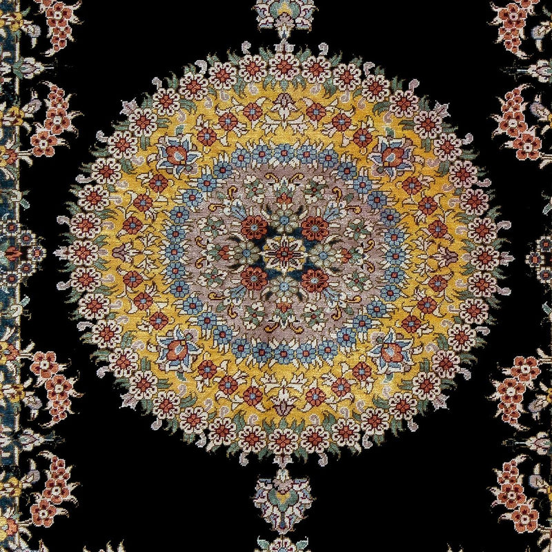 Perzisch tapijt - Ghom - 89 x 59 cm - donkerblauw