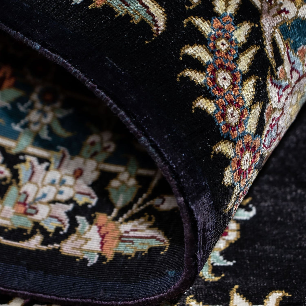 Perzisch tapijt - Ghom - 89 x 59 cm - donkerblauw