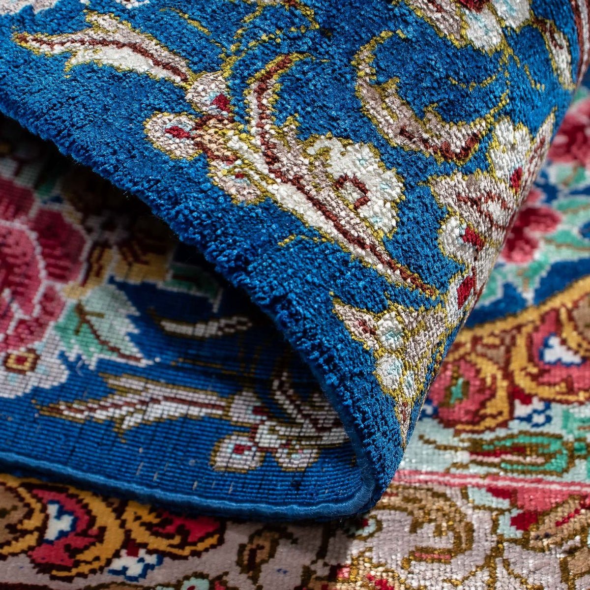 Perzisch tapijt - Ghom - 80 x 55 cm - donkerblauw