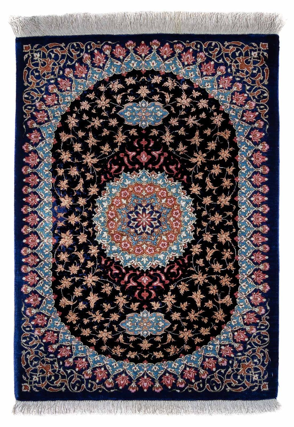 Perzisch tapijt - Ghom - 80 x 55 cm - donkerblauw