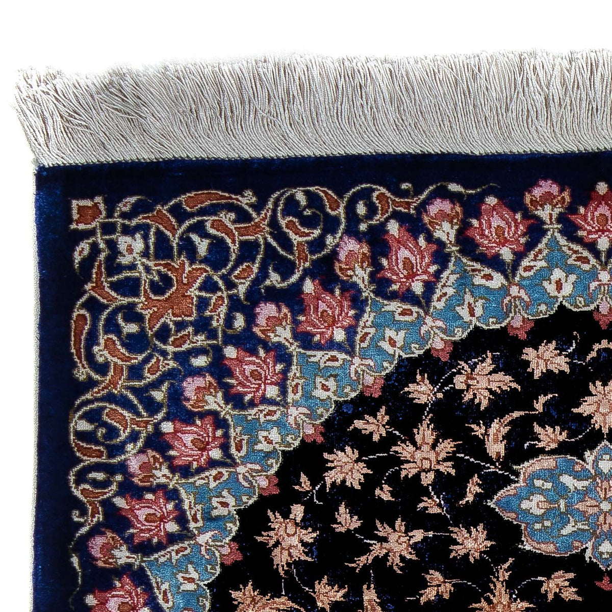 Perzisch tapijt - Ghom - 80 x 55 cm - donkerblauw