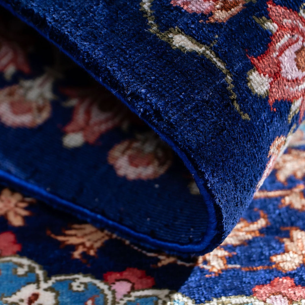 Perzisch tapijt - Ghom - 80 x 55 cm - donkerblauw