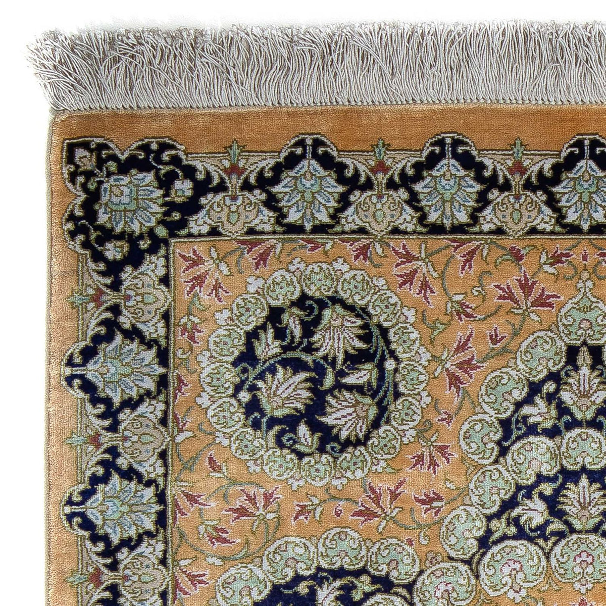 Perzisch tapijt - Ghom - 93 x 59 cm - mosterdgeel