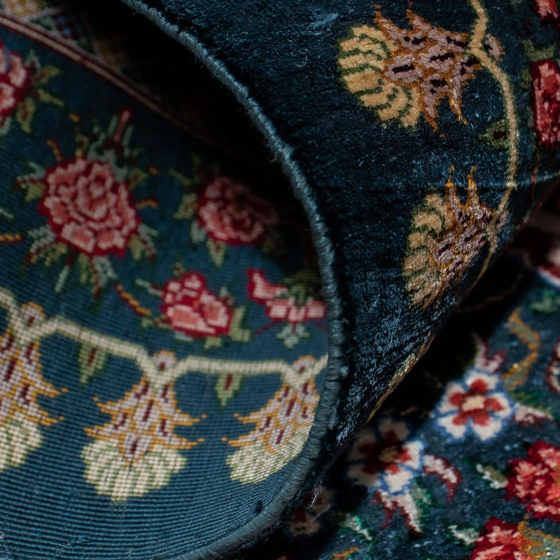 Perzisch tapijt - Ghom - 93 x 60 cm - donkerblauw