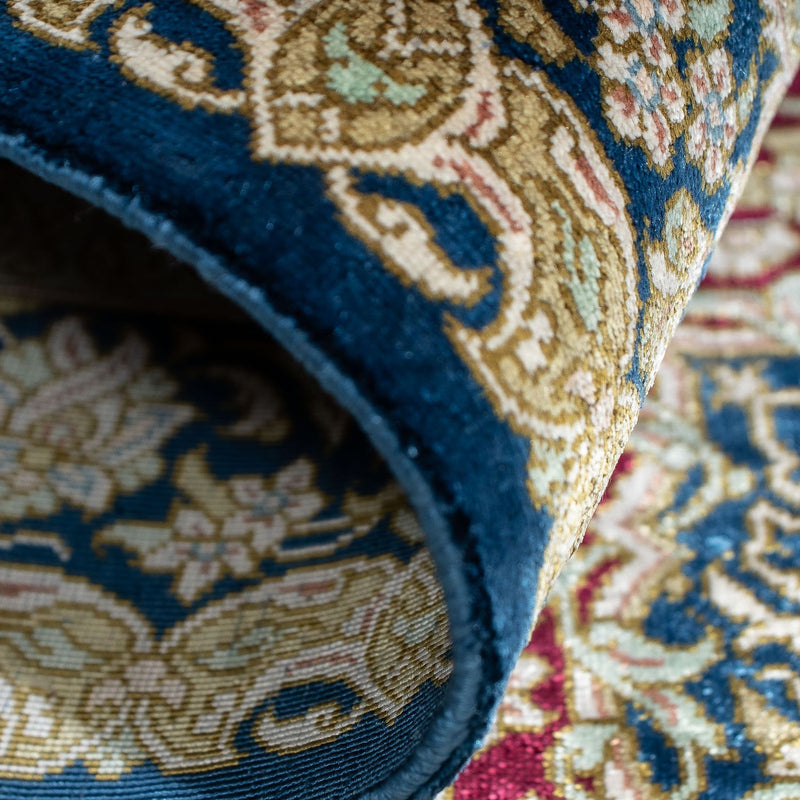 Perzisch tapijt - Ghom - 92 x 61 cm - donkerblauw