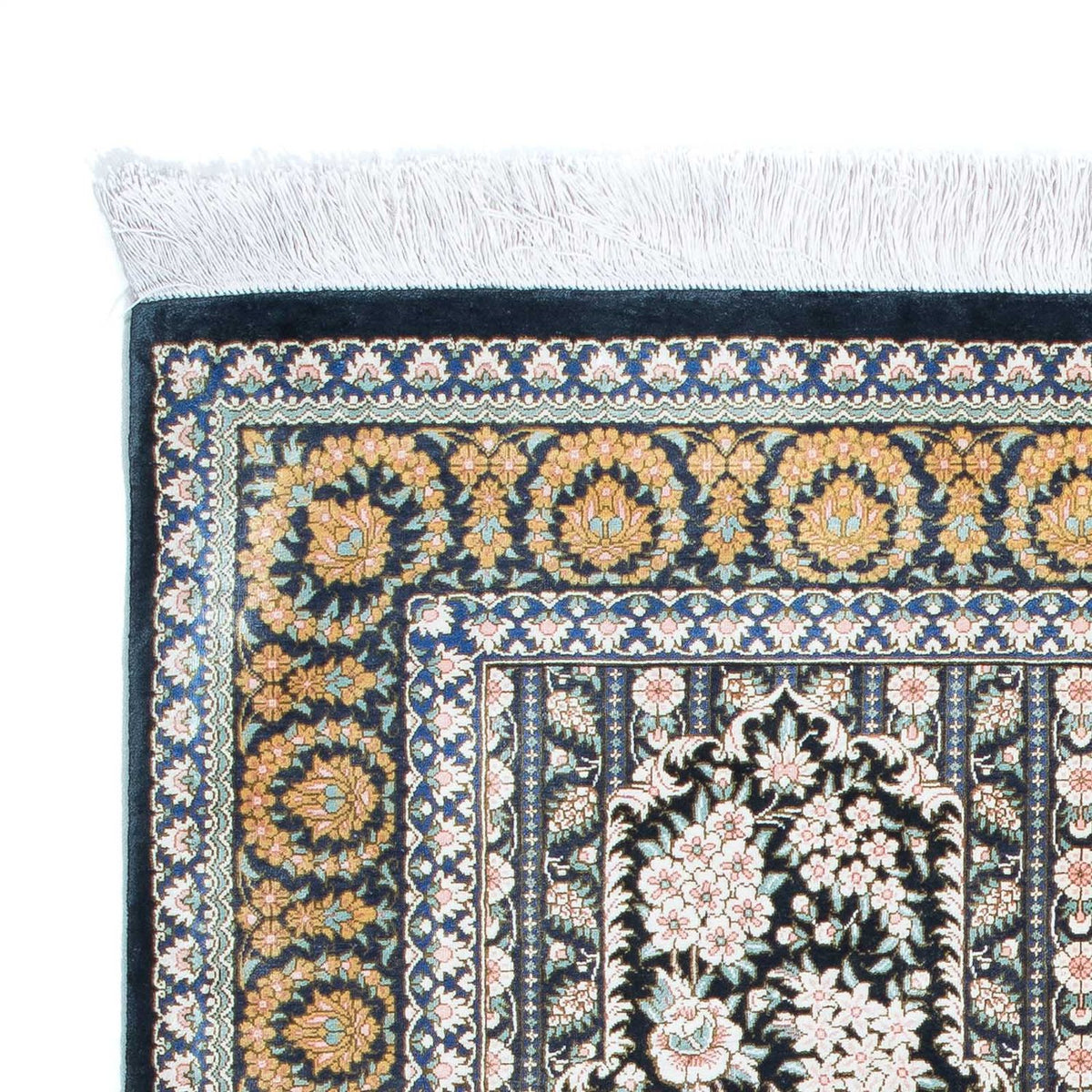 Perzisch tapijt - Ghom - 118 x 80 cm - donkerblauw