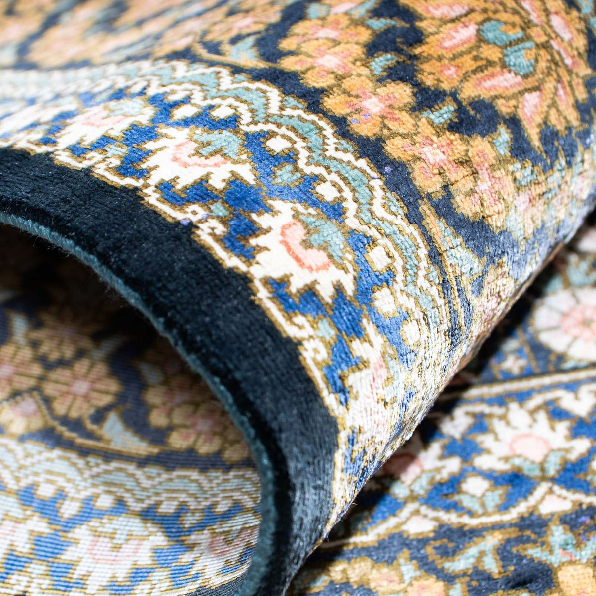 Perzisch tapijt - Ghom - 118 x 80 cm - donkerblauw