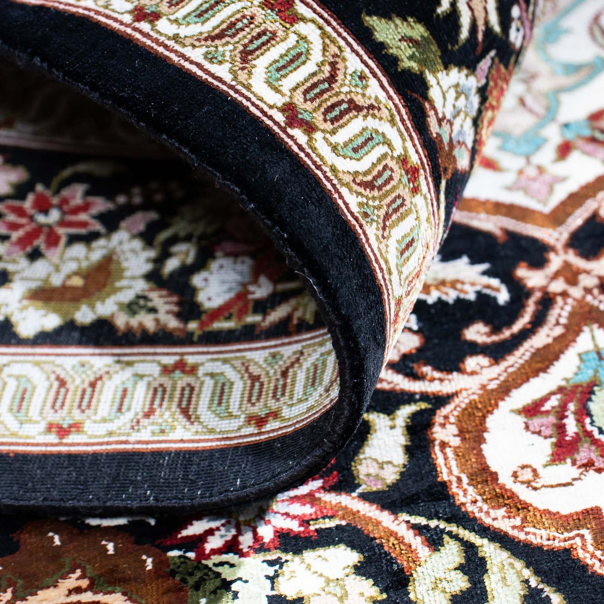 Perzisch tapijt - Ghom - 114 x 80 cm - donkerblauw