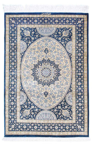 Perzisch tapijt - Ghom - 111 x 73 cm - blauw