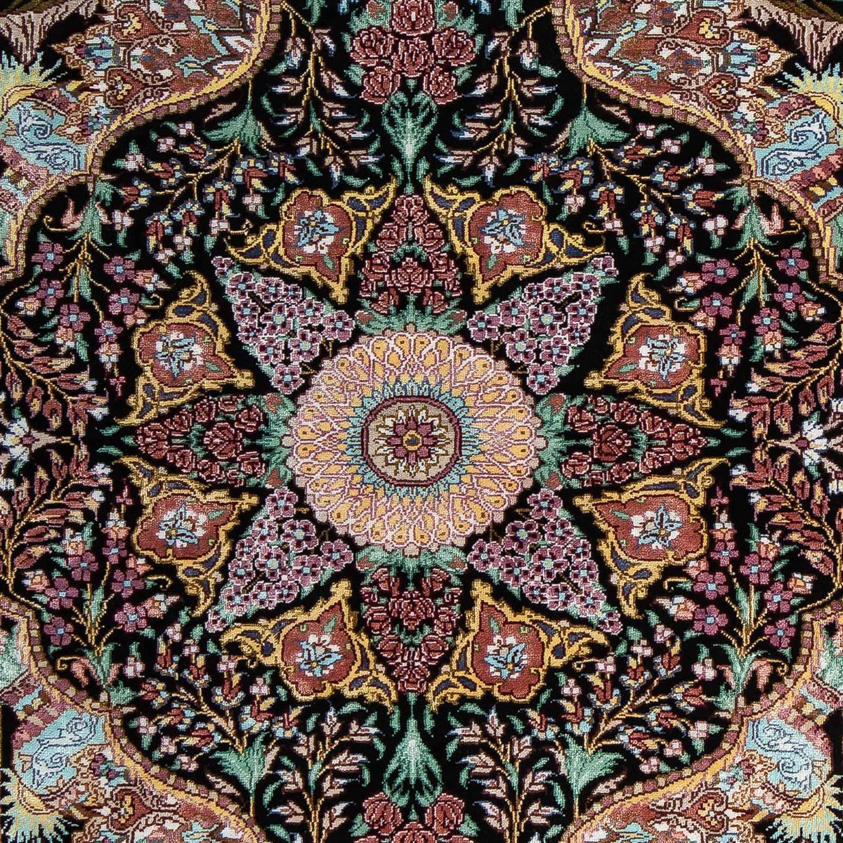 Perzisch tapijt - Ghom - 85 x 61 cm - donkerblauw