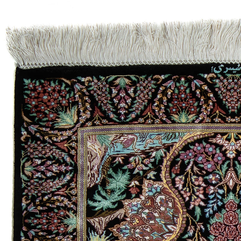 Perzisch tapijt - Ghom - 85 x 61 cm - donkerblauw