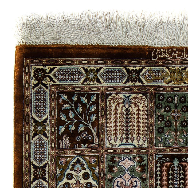 Perzisch tapijt - Ghom - 92 x 57 cm - donkerbruin