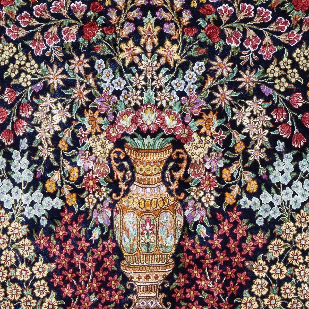 Perzisch tapijt - Ghom - 96 x 57 cm - donkerblauw