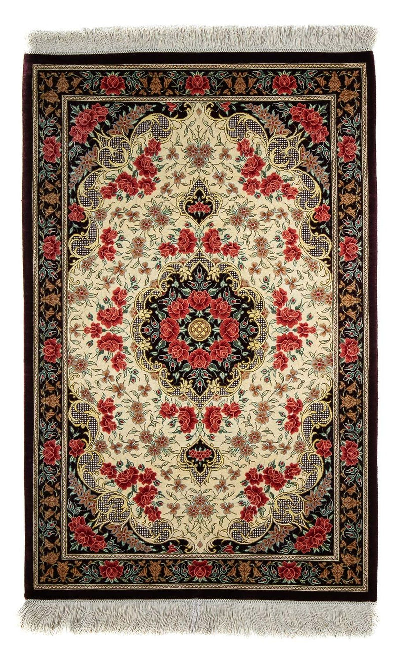Perzisch tapijt - Ghom - 93 x 60 cm - beige