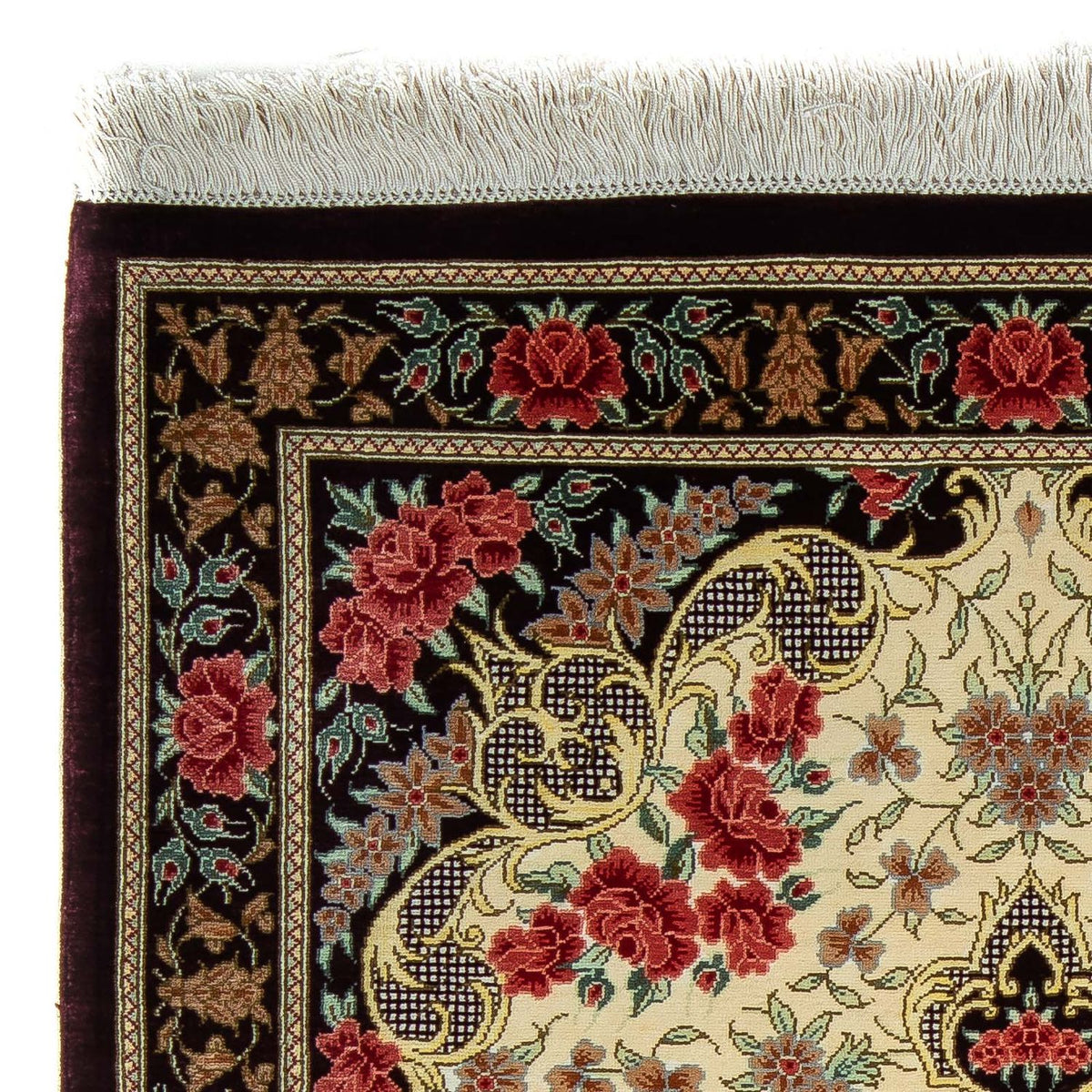 Perzisch tapijt - Ghom - 93 x 60 cm - beige