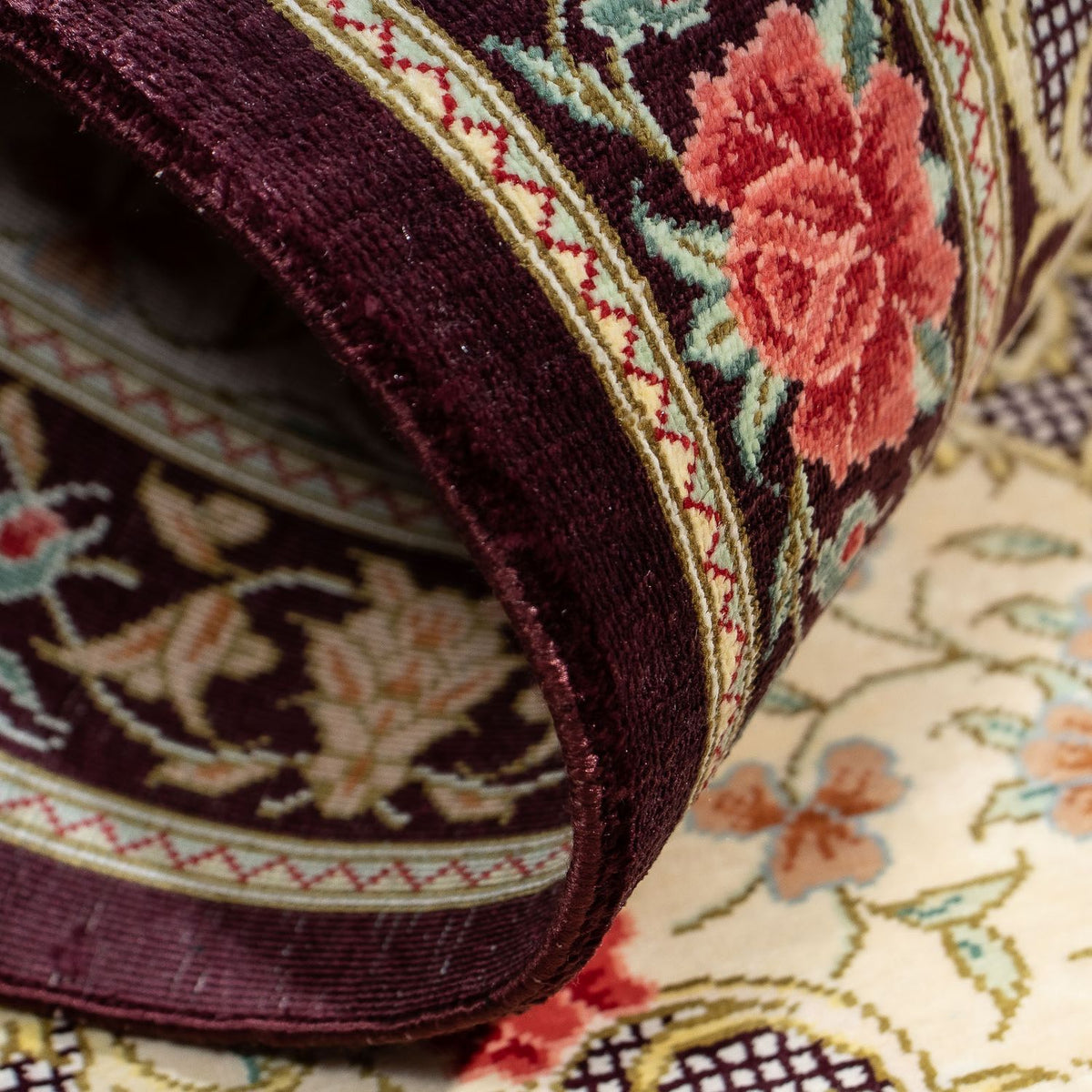 Perzisch tapijt - Ghom - 93 x 60 cm - beige