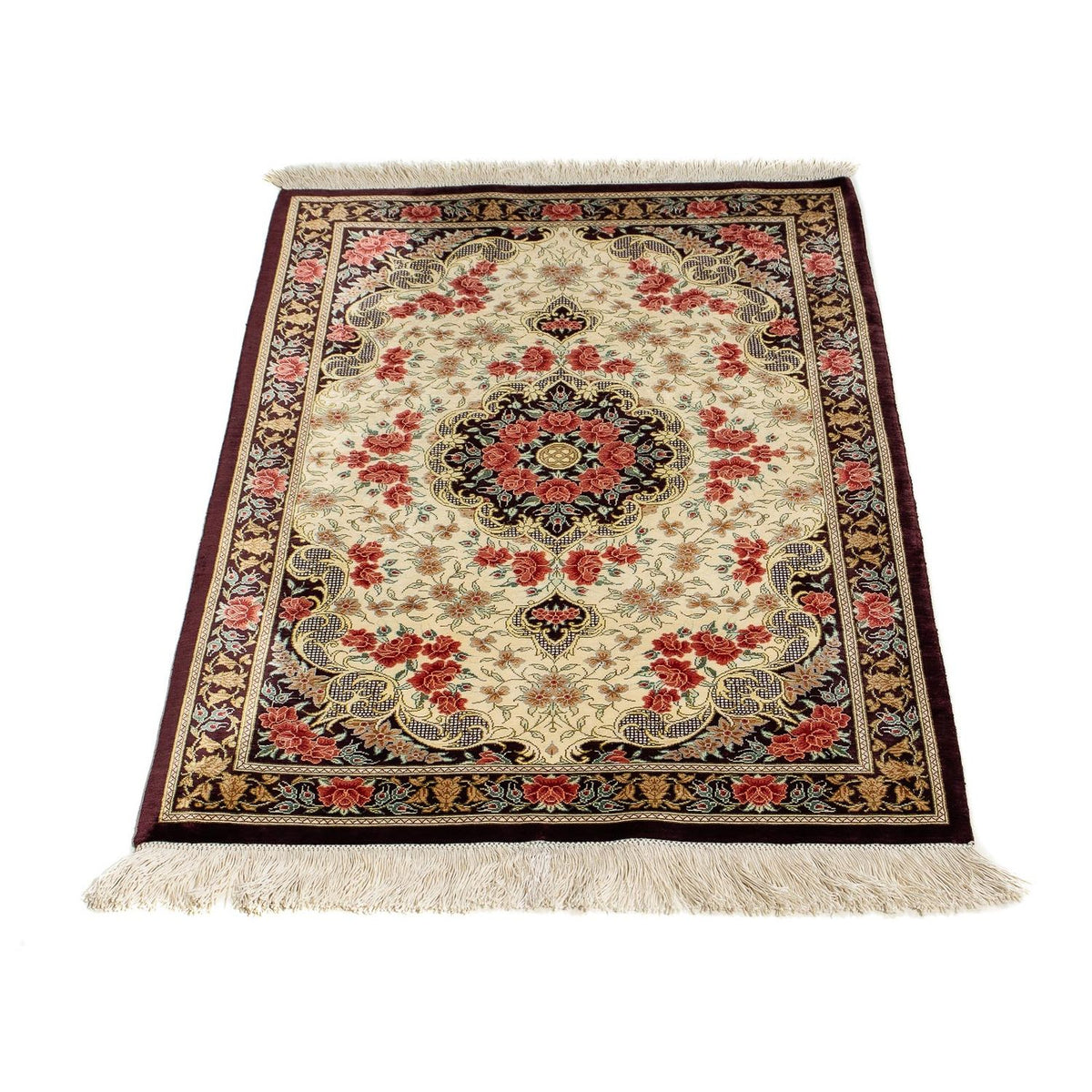 Perzisch tapijt - Ghom - 93 x 60 cm - beige