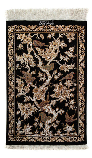 Perzisch tapijt - Ghom - 87 x 57 cm - donkerblauw