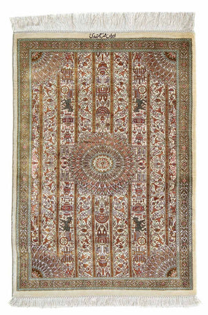 Perzisch tapijt - Ghom - 90 x 59 cm - beige