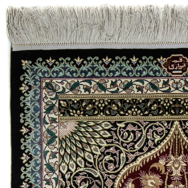 Perzisch tapijt - Ghom - 94 x 58 cm - donkerblauw