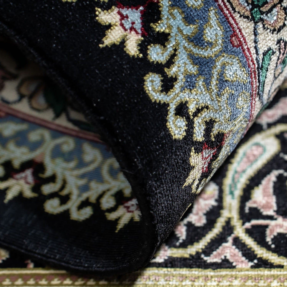 Perzisch tapijt - Ghom - 94 x 58 cm - donkerblauw