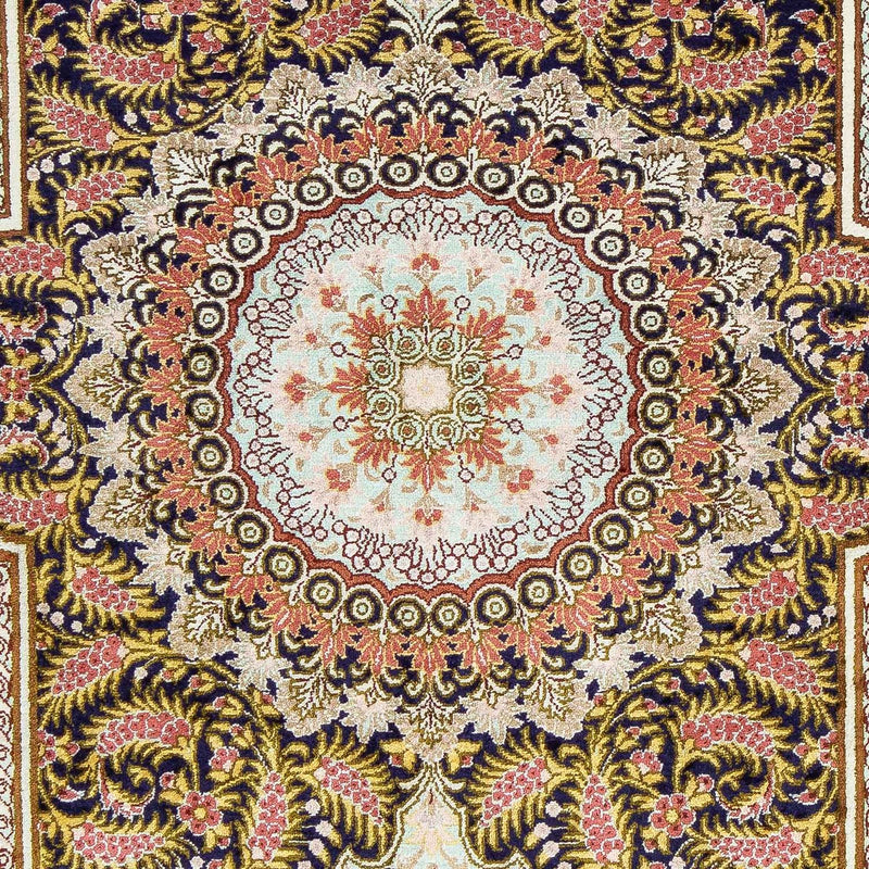 Perzisch tapijt - Ghom - 93 x 59 cm - donkerblauw