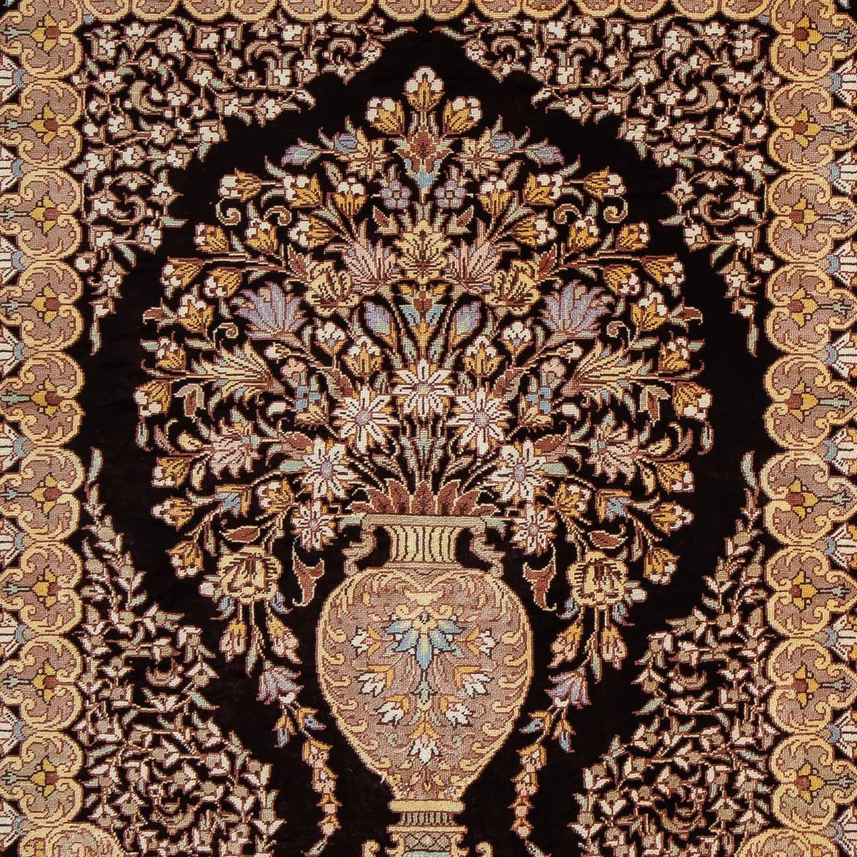 Perzisch tapijt - Ghom - 90 x 61 cm - donkerblauw