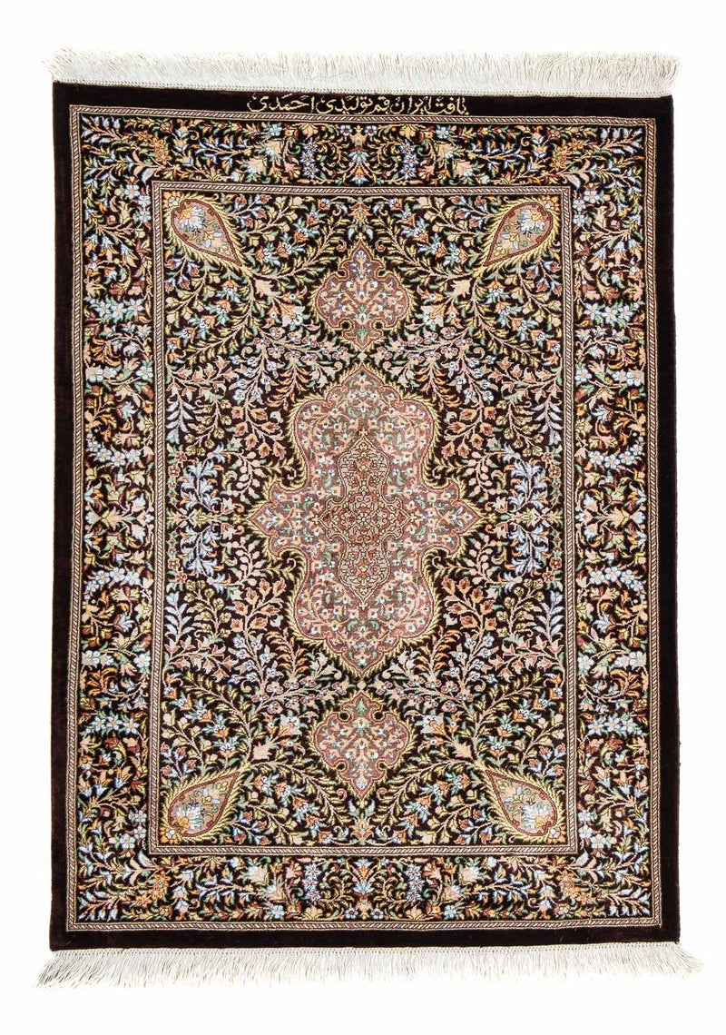 Perzisch tapijt - Ghom - 91 x 61 cm - donkerblauw