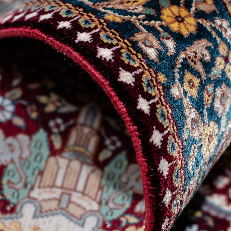 Perzisch tapijt - Ghom - 87 x 60 cm - donkerrood