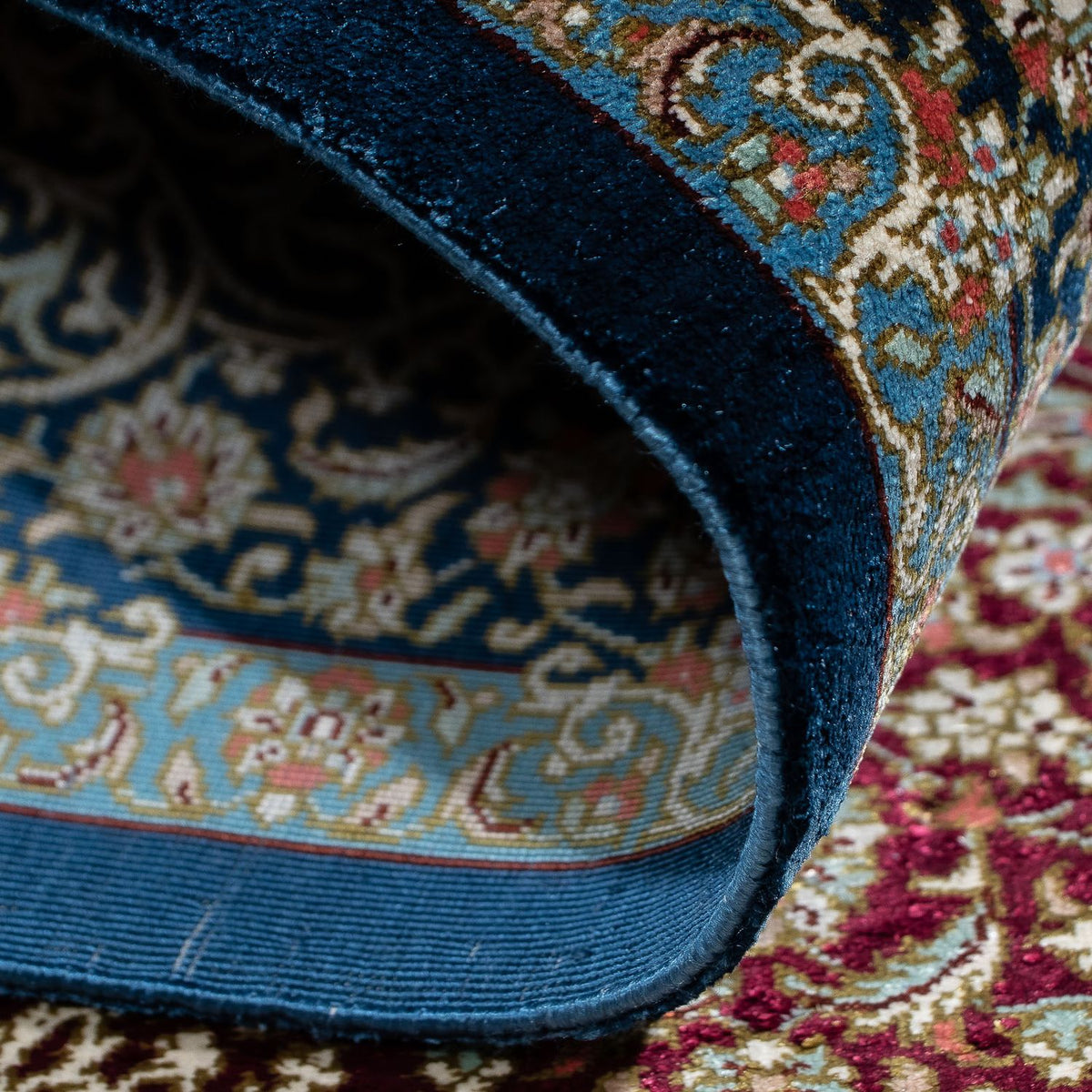 Perzisch tapijt - Ghom - 89 x 59 cm - donkerblauw