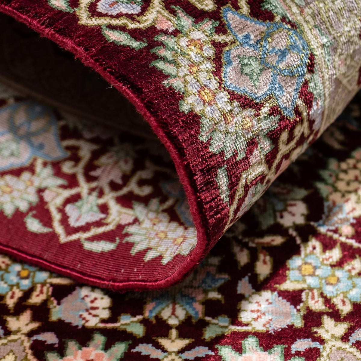 Perzisch tapijt - Ghom - 88 x 57 cm - donkerrood