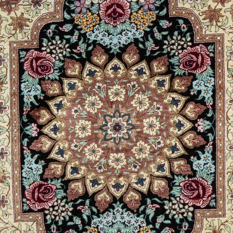 Perzisch tapijt - Ghom - 89 x 59 cm - donkerblauw