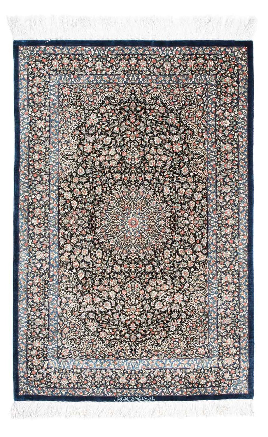 Perzisch tapijt - Ghom - 119 x 79 cm - donkerblauw