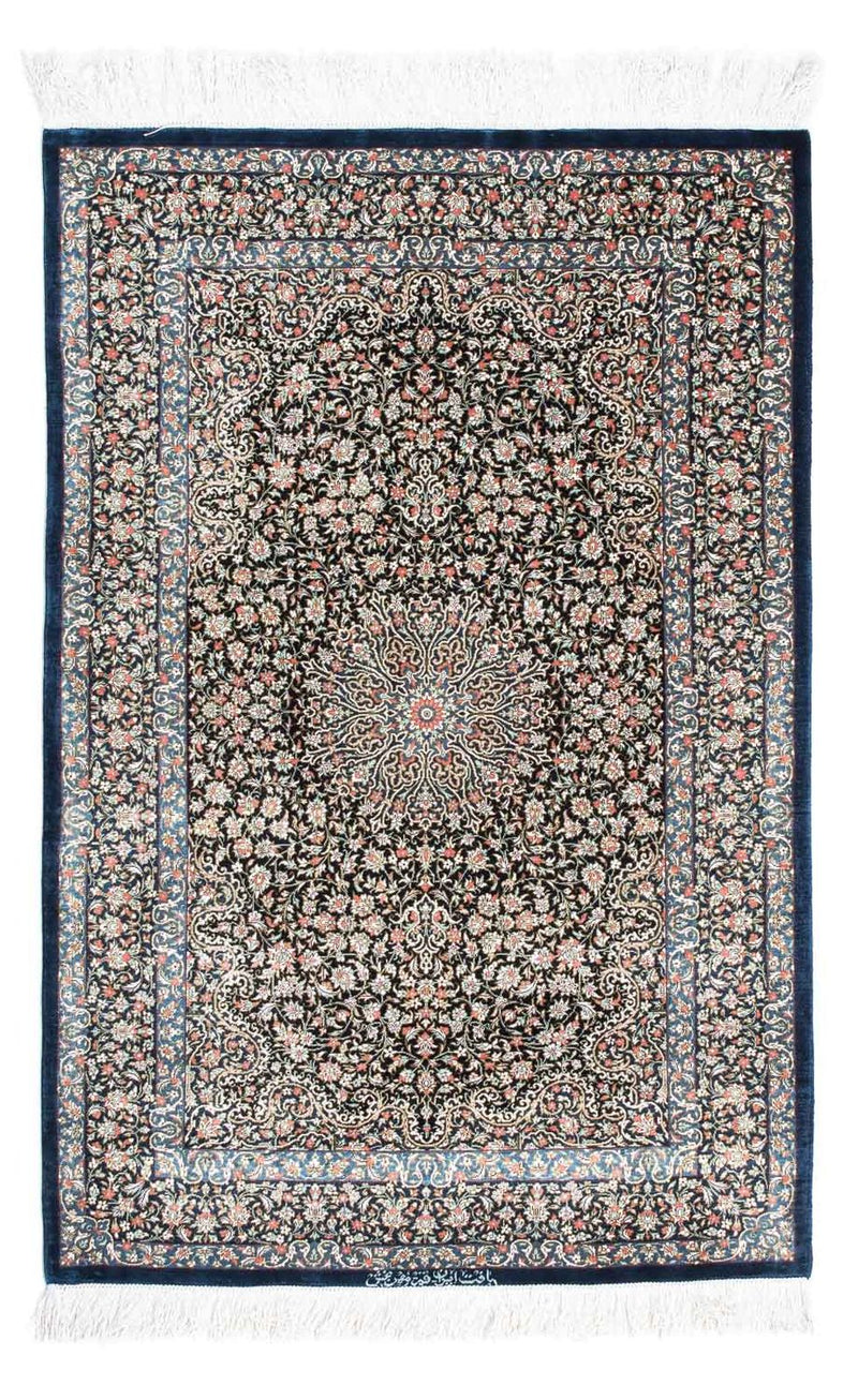 Perzisch tapijt - Ghom - 119 x 79 cm - donkerblauw