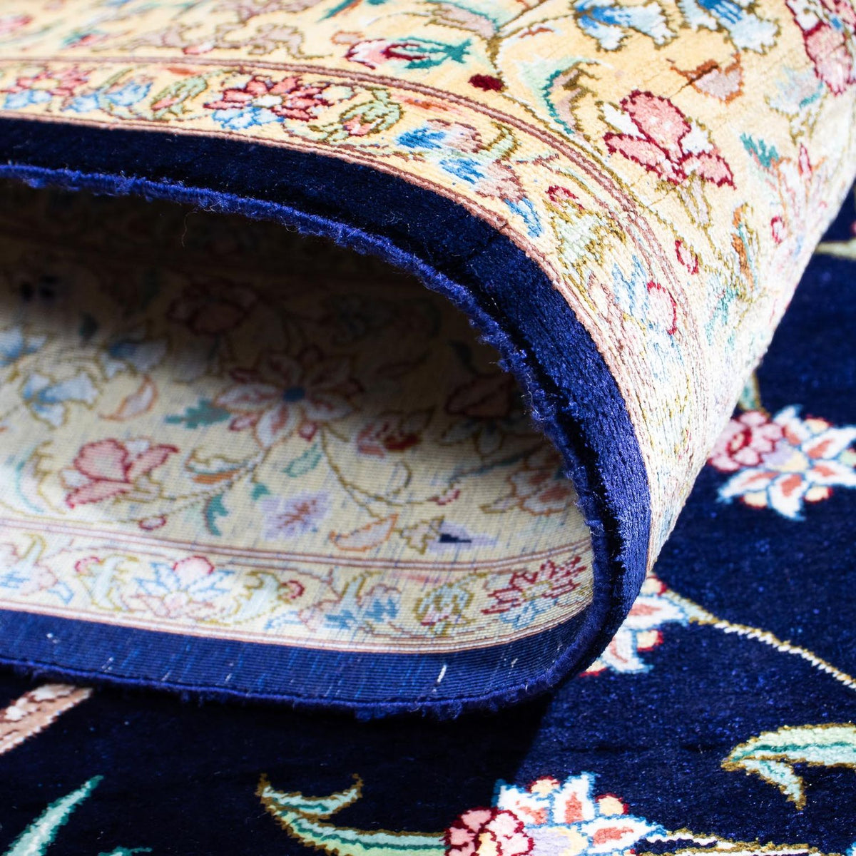 Perzisch tapijt - Ghom - 119 x 80 cm - donkerblauw