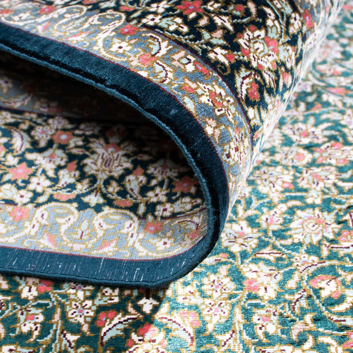 Perzisch tapijt - Ghom - 119 x 77 cm - donkerblauw