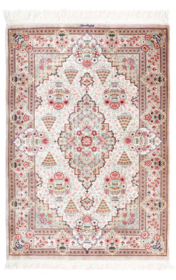 Perzisch tapijt - Ghom - 125 x 84 cm - beige