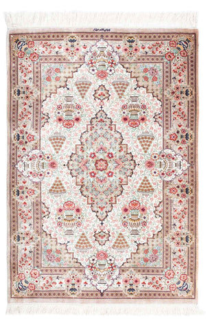 Perzisch tapijt - Ghom - 125 x 84 cm - beige