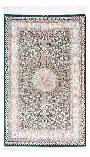 Perzisch tapijt - Ghom - 128 x 83 cm - groen