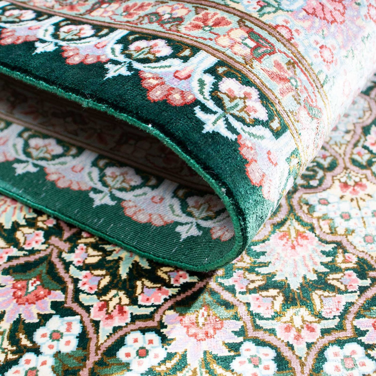 Perzisch tapijt - Ghom - 128 x 83 cm - groen