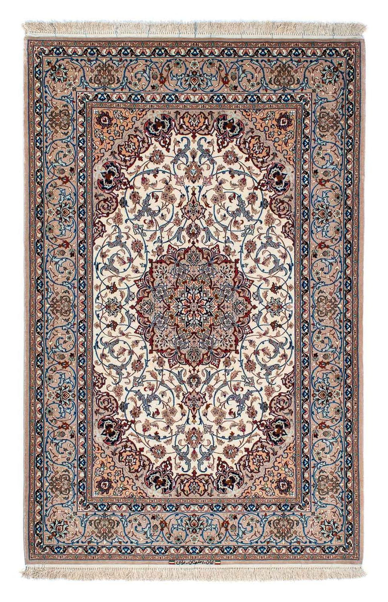 Zijden tapijt - Ghom Silk - Premium - 202 x 128 cm - beige