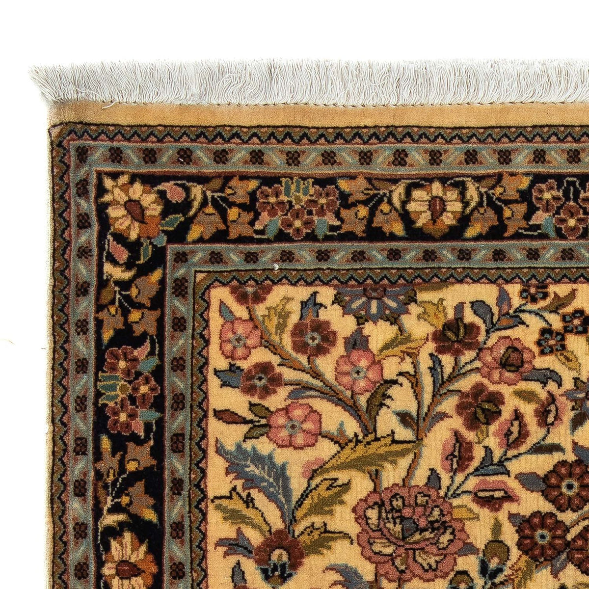 Perzisch tapijt - Ghom - 113 x 68 cm - mosterdgeel