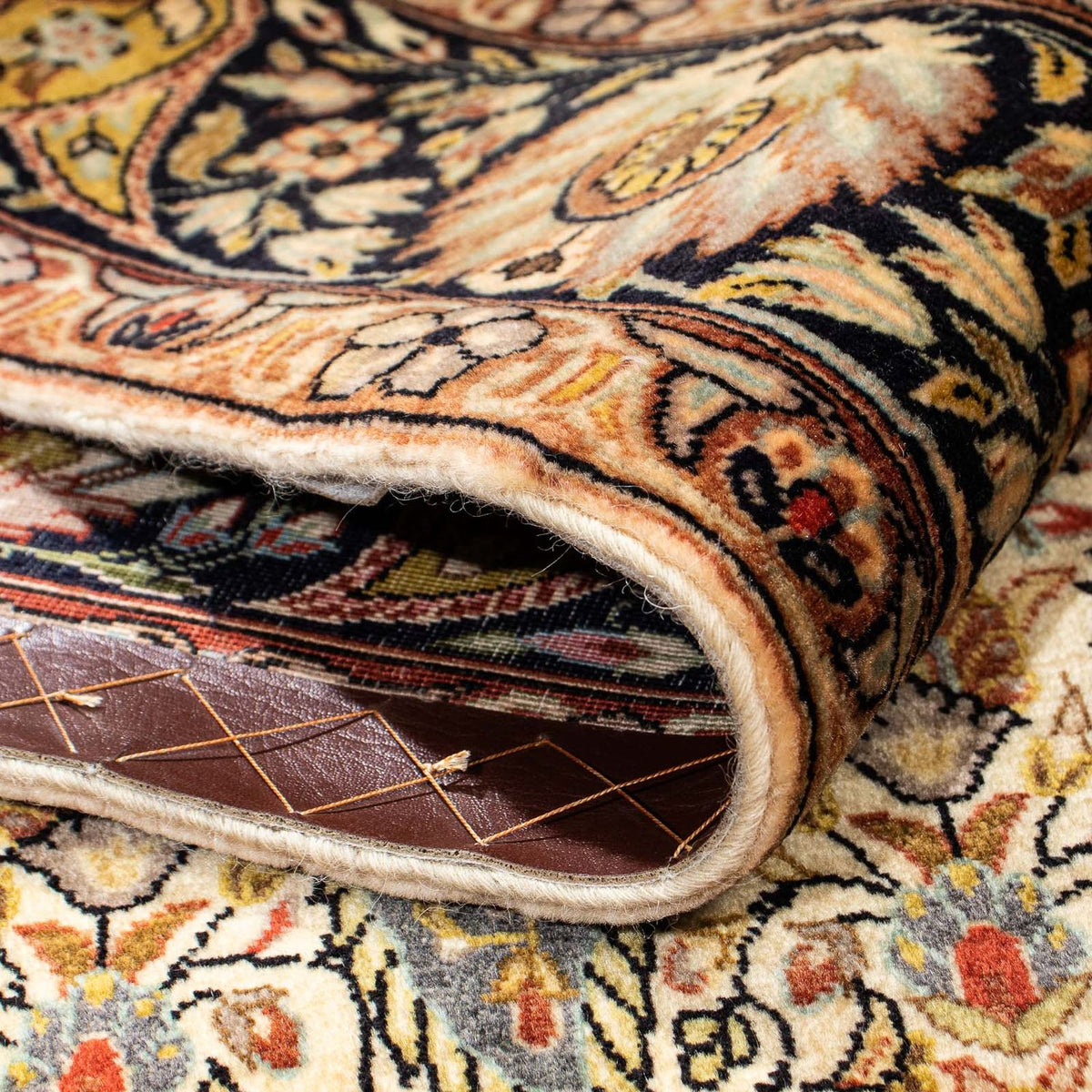 Zijden tapijt - Ghom Silk - Premium - 195 x 135 cm - licht beige